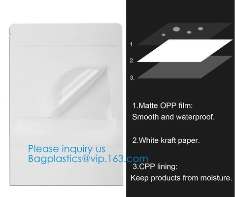 Reusable Zip Lock Paper Pouches With Matte Window And Tear-Away Notch For Multi-Purpose Storage