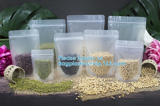 Zipper Lock Leakproof Reusable Storage Pouches For Zip Food Storage Lock Packaging With Tear Notches
