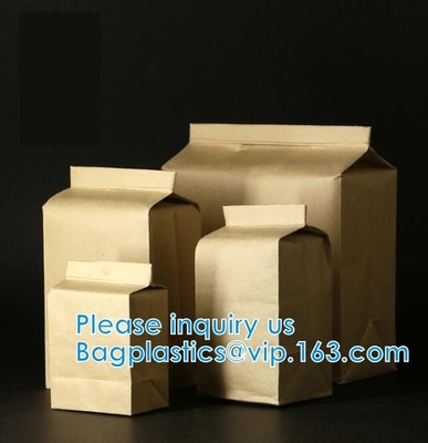 Kraft Paper Side Gusset Bag Open Top Heat Sealing For Snack Cookie Tea Take Out
