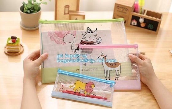 Customize Mesh PVC Pencil Bag A4 Travel Passport Pouch, Plastic k document file bag