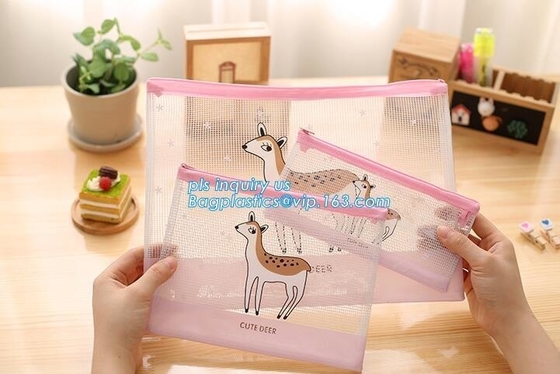 Customize Mesh PVC Pencil Bag A4 Travel Passport Pouch, Plastic k document file bag