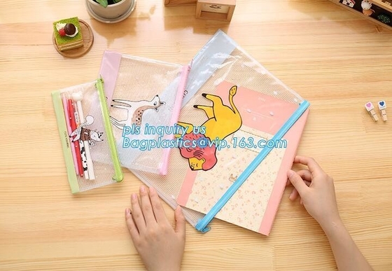 Customize Mesh PVC Pencil Bag A4 Travel Passport Pouch, Plastic k document file bag