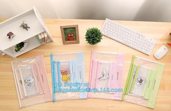 Customize Mesh PVC Pencil Bag A4 Travel Passport Pouch, Plastic k document file bag