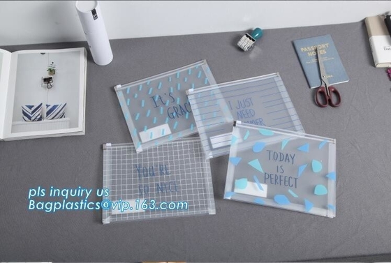 PE & PP double slider wholesale pe plastic file pouch with zipper, PP Plastic Slider Zip Lock A4 Doucment Files Holder B