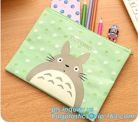 Eco-friendly plastic custom slider zipper PVC stationery bag, k slider zipper closure stationery bag, Slider Zippe