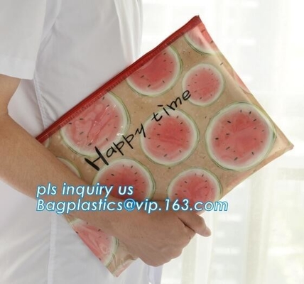 Eco-friendly plastic custom slider zipper PVC stationery bag, k slider zipper closure stationery bag, Slider Zippe