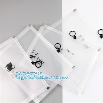 Office Stationery Mesh Bags With Slider Zipper, slider bag easy vinly package, stationery packaging zipper with gray sli