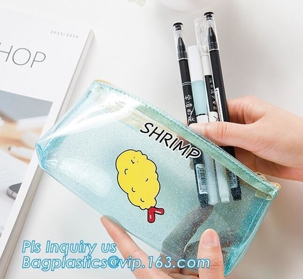 customize printed pvc vinyl frosted polybag with black color slider zipper k closure, Pouch with black slider zipp