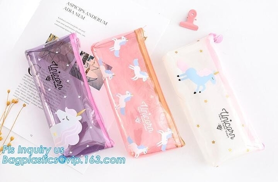Vinyl Clear PVC Cosmetic Bag in Slider Zipper Toiletry Travel Packaging Bag, pvc slider zipper bag, PE/EVA plastic reclo