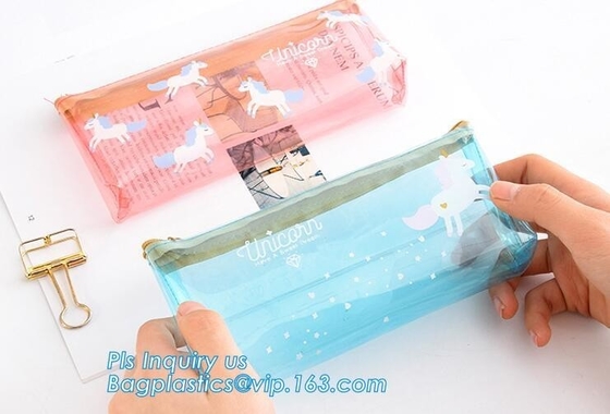 Vinyl Clear PVC Cosmetic Bag in Slider Zipper Toiletry Travel Packaging Bag, pvc slider zipper bag, PE/EVA plastic reclo