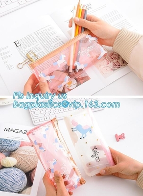Vinyl Clear PVC Cosmetic Bag in Slider Zipper Toiletry Travel Packaging Bag, pvc slider zipper bag, PE/EVA plastic reclo