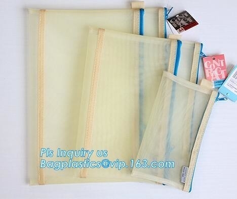 PVC interlayer zipper document mesh bag, Mesh Zipper Bag For Office & School File Document A4, Zipper mesh document bag