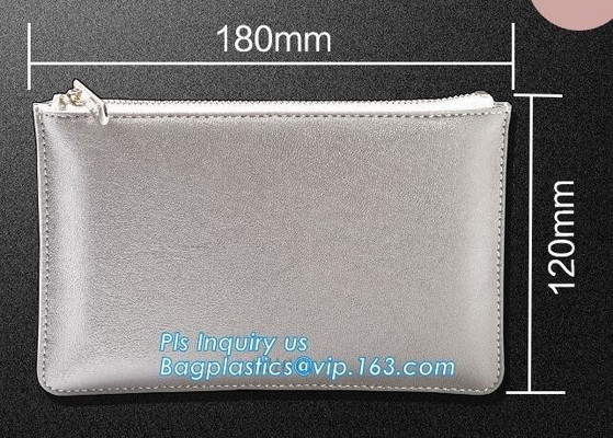 Customized quality PU leather large capacity stationery bag for pen pouch, portable fashion office stationery bling glit