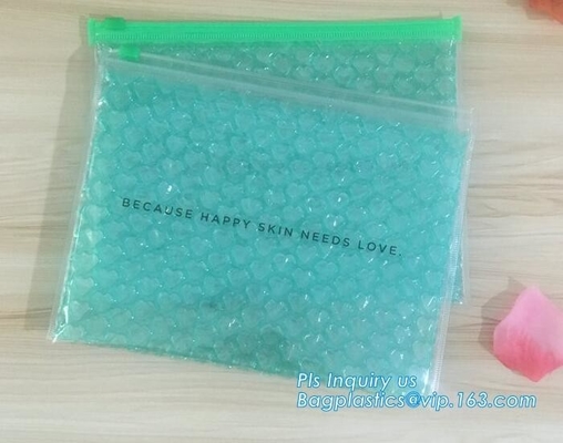 Zipper slider clear custom undergarment packaging bag,top slider zipper bag zipper silver foil garment packaging bag