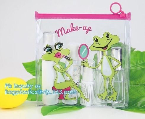 plastic bag with zip lock for cosmetic, slide lock poly bag, standing up zip customized color pvc bag for cosmetics