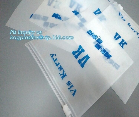 Transparent bottom gusset slider k pvc zipper bags with holding loop, slider biodegradable zipper bag, slider zip