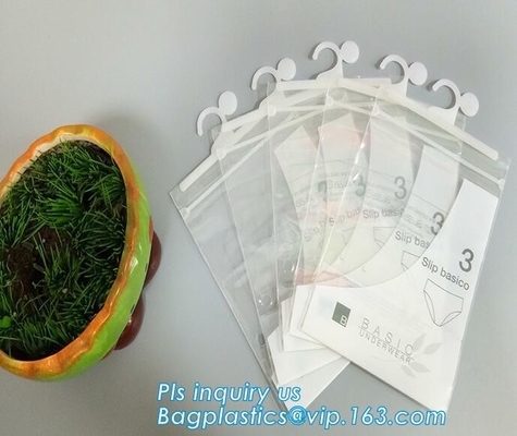 Transparent bottom gusset slider k pvc zipper bags with holding loop, slider biodegradable zipper bag, slider zip