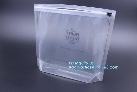metal packaging slider zipper bag, Slider Zipper PVC Pouch Clear Vinyl PVC k Bag, polyvinyl chloride material plas