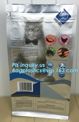 slider zipper flat bottom pet food bag , 5kg large quad seal pouch , plastic dog food packaging, slider k big pet