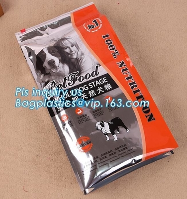 Aluminium Foil Laminate Fish Food ,Dog Food , Animal Feeds Packaging Bag, dog food packaging bag with slider and flat bo