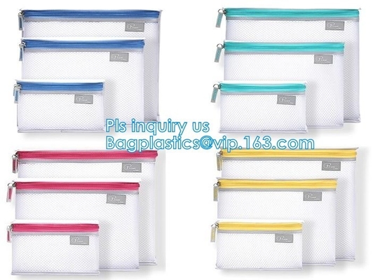 mesh zipper cosmetic bag make up custom high quality bags and cases shopping, Travel Toiletry Pouch Silver Mesh bag