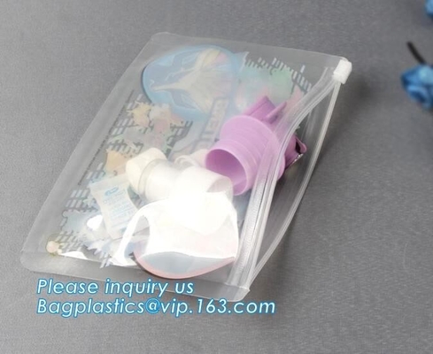 Eco-friendly slider customized logo transparent plastic cosmetic bag, gift packing pvc k cosmetic makeup bags, Doc