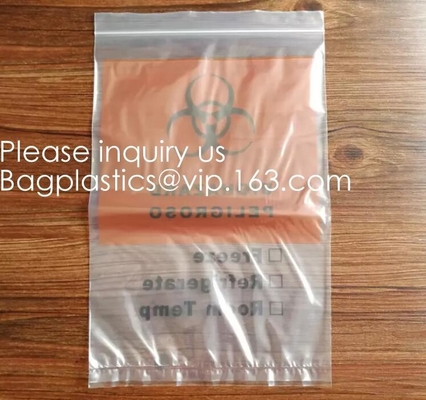 Biohazard Pathology Specimen Medical Zipper Bag,Kangaroo Bag, Compostable Bag Customized Stand Up Pouch, BAGEASE, BAGPLA