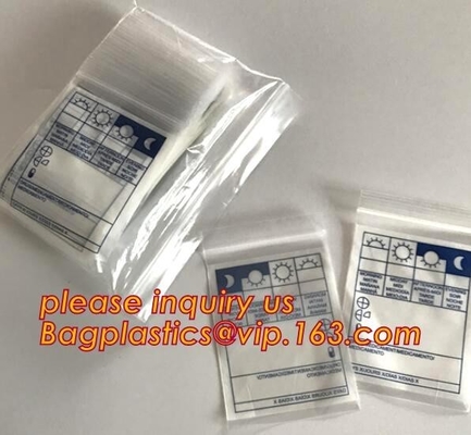 Eco friendly biohazard medicine k bag, FDA LDPE Materials Medical using Zipper Bags Plastic Zip lock bags with own