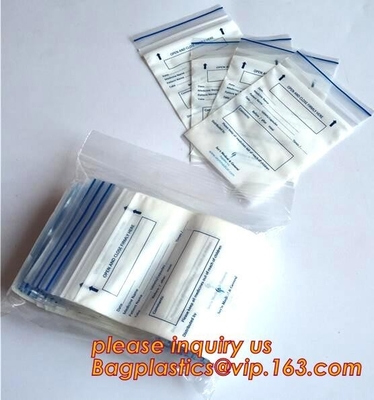 medical s pill bags with white block, medical plastic zipper closing bags, Disposable medical surgical packaging z