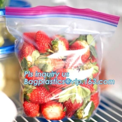 PE Double zipper seal food storage fresh-keeping bags, custom double tracking k bag, Double track plastic moisture