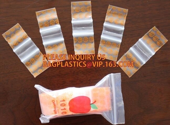 LDPE apple mini zip lock poly bag/printed plastic packaging bag, Apple Mini k Baggies Mix Colors 1.5"x1.5"