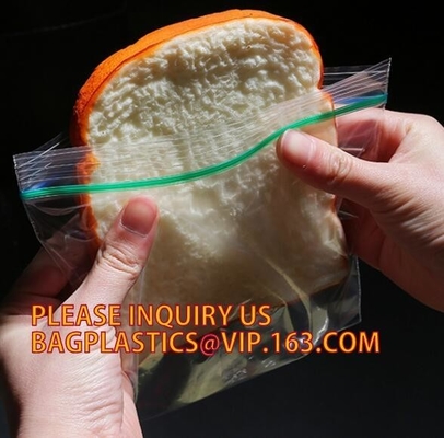 Color box packing 50 count custom LDPE clear reclosable plastic k bag, zipper bag with red line on the top, bageas