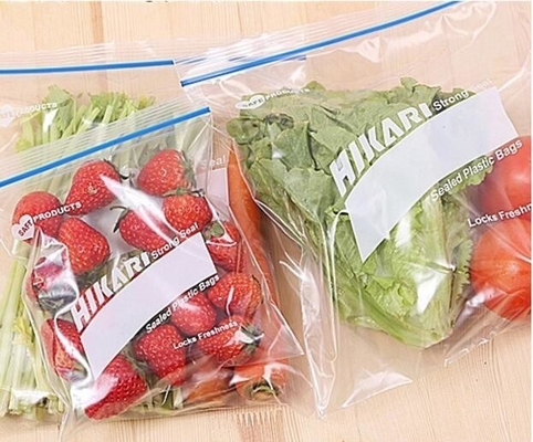 Color box packing 50 count custom LDPE clear reclosable plastic k bag, zipper bag with red line on the top, bageas
