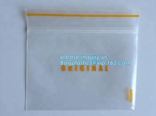 Plastic Custom Printed k Plastic Bags  Bag For Packing Spare Part, yellow line, red line, red zip, yellow zi