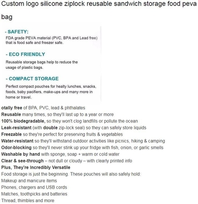 Large Reusable Vacuum Zipper Preservation Freezer sandwich k Cooking Fresh Zip Silicone Food Storage Bags With Tim