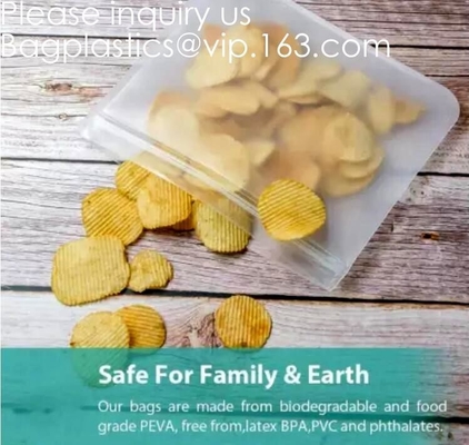 FOOD GRADE SILICONE: Strong, Thick 100% Durable Silicone Food Bags, Non-Toxic, Non-Leaching Hygienic And Reusable Food B