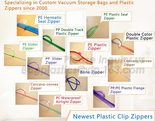 EASY TEAR ZIPPER, PRESS LOC ZIPPER, PE FLANGE ZIPPER, PP FLANGE ZIPPER, PE VACUUM ZIPPER