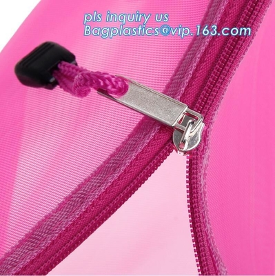 PVC Netting k Document Bag with Pocket, A4 Size ladies plastic document bag for student, Netting surface PVC pen f