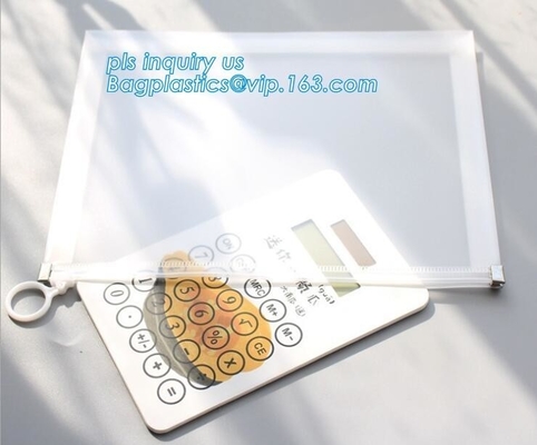 PVC slider k bag for stationery, file,school kids, stationery packaging zipper bag with slider, PVC plastic Hanger
