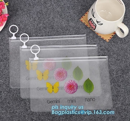 Zipper Slider Clear Pvc Bag For toothbrush bag, Stationery Ruler Set Packaging Bag with Slider, k pvc bag slider t