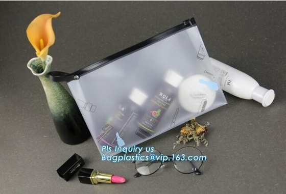 Zip lock frosted plastic slider PVC zipper packing bag for underwear / clothing / cosmetic, slider custom gift cosmetic
