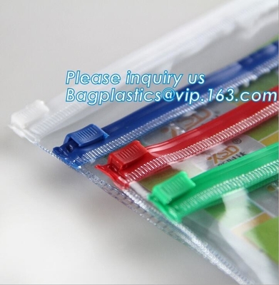 Reclosable PE PVC plastic slider zipper storage bags, multi color plastic slider zipper clear pvc pencil bag, pvc zipper