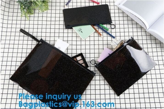 Transparent Pvc Slider Zipper Bag With Blue Side Gusset,Bottom Gusset Cosmetic Pvc Slider Packaging Bag Bagease Bagplast