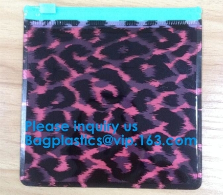 Slider Zipper Cosmetic Pvc Bag Clear Vinyl Pvc k Bag,Matte PVC Zipper Slider Bag With Ring, Bagease, Bagplastics