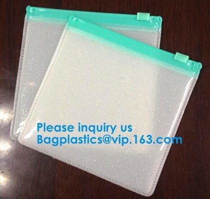 Slider Zipper Cosmetic Pvc Bag Clear Vinyl Pvc k Bag,Matte PVC Zipper Slider Bag With Ring, Bagease, Bagplastics