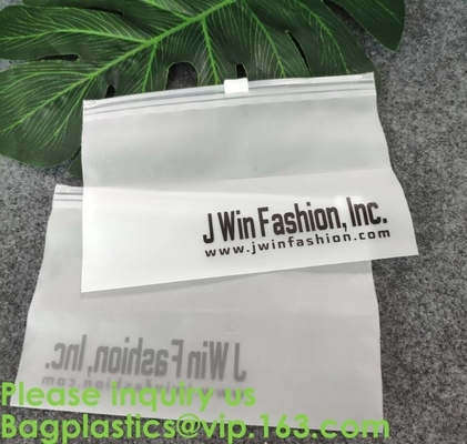 Transparent PVC Biodegradable Custom Frosted Slider Zipper Pouch For Bikini Swimwear Clothing Plastic Packaging k