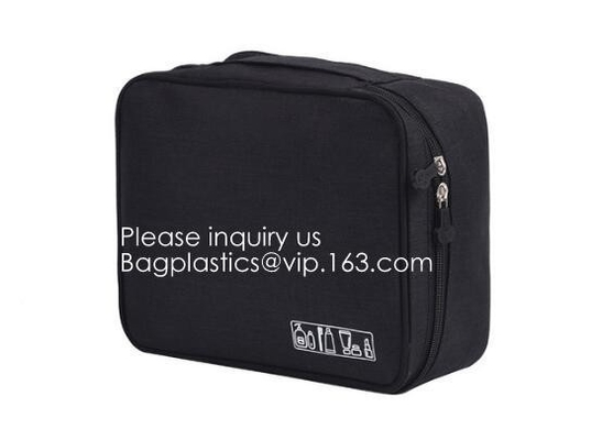 Large Capacity waterproof Hanging travel Cosmetic Bag Toiletry Bag With Hook,Pouch Travel Small Black PU Cosmetic Bag