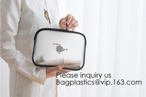 Eco Friendly PVC Zipper Cosmetic Pouch Clear Toiletry Bag, Stand Up Packaging Zip Lock Cosmetic Bag Pouch, bagease