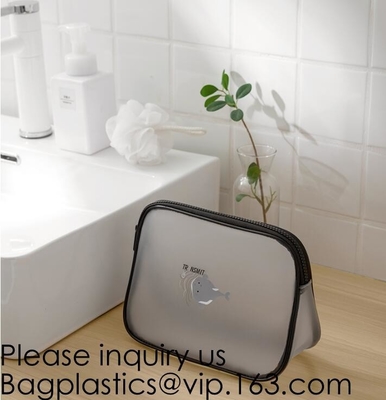 Eco Friendly PVC Zipper Cosmetic Pouch Clear Toiletry Bag, Stand Up Packaging Zip Lock Cosmetic Bag Pouch, bagease