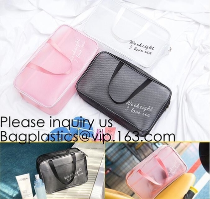 PVC Makeup Bag Waterproof Cute Clear Transparent Plastic PVC Travel Makeup Cosmetic Toiletry Zip Bag Pouch